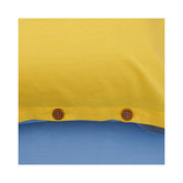 Lenjerie de pat din bumbac, pentru 2 persoane, 3 piese, galben/albastru